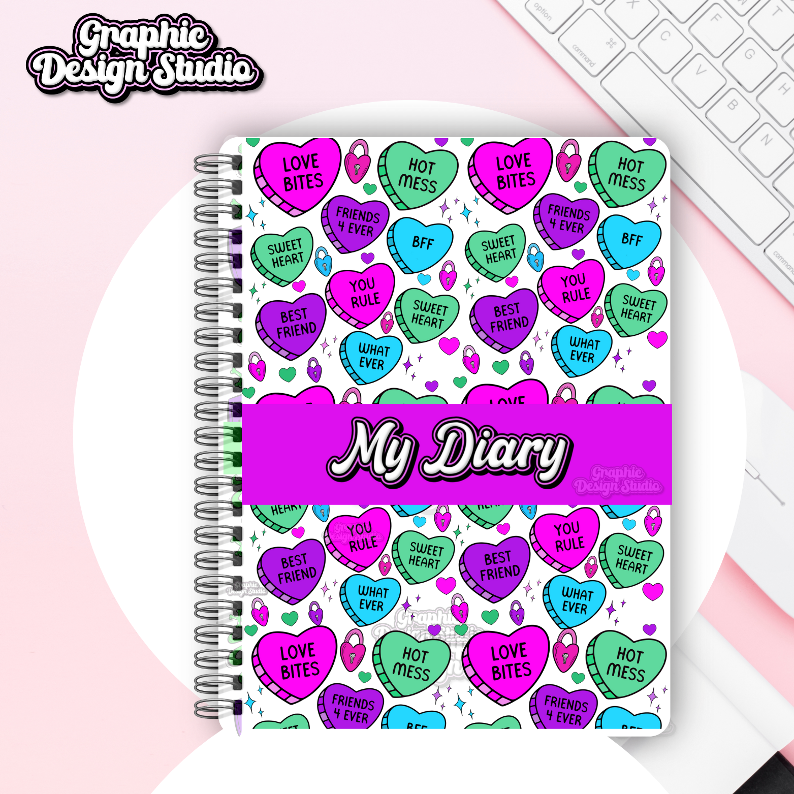 Notebook Instant Downloads - Candyheart purple