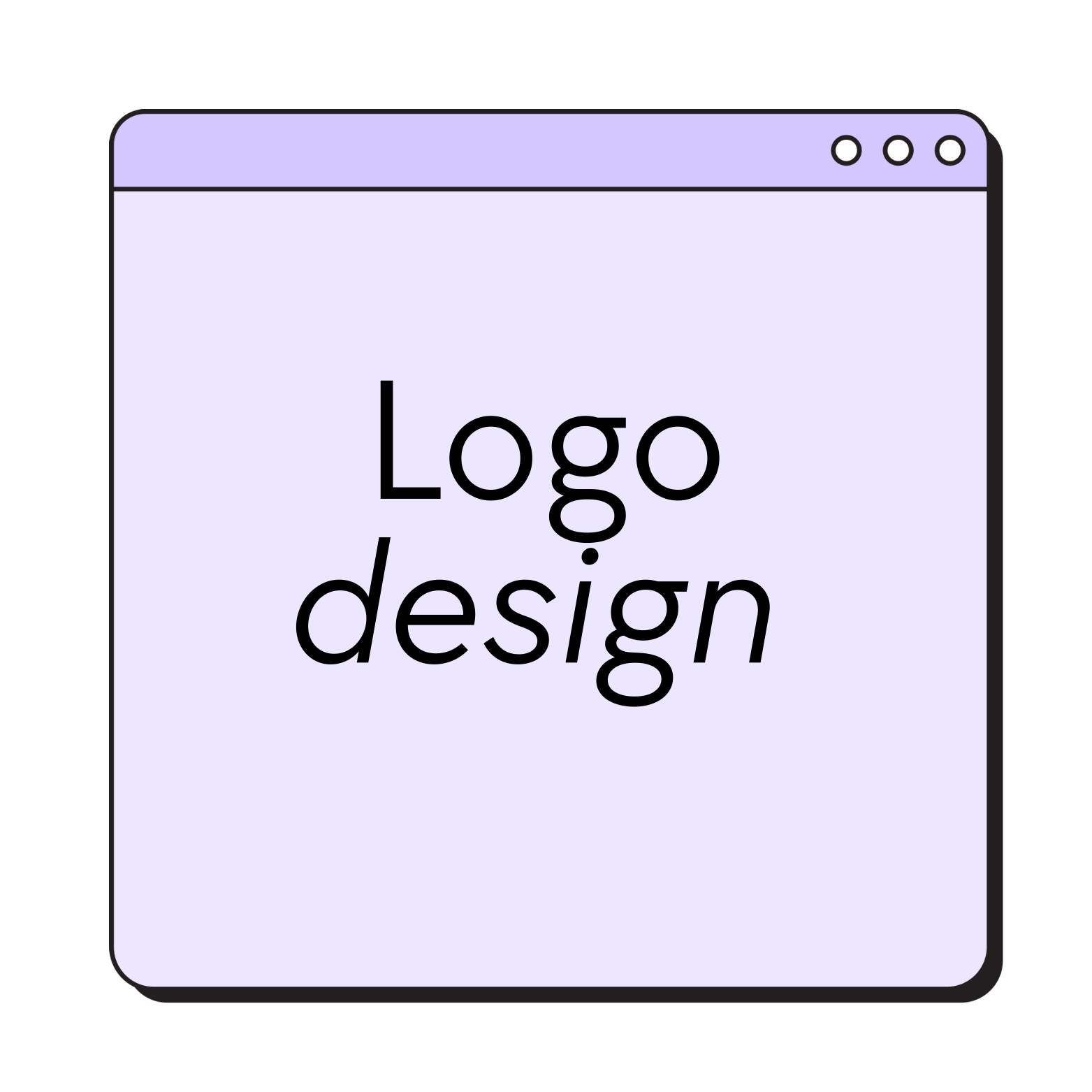 An image with a purple background with writing for logo design