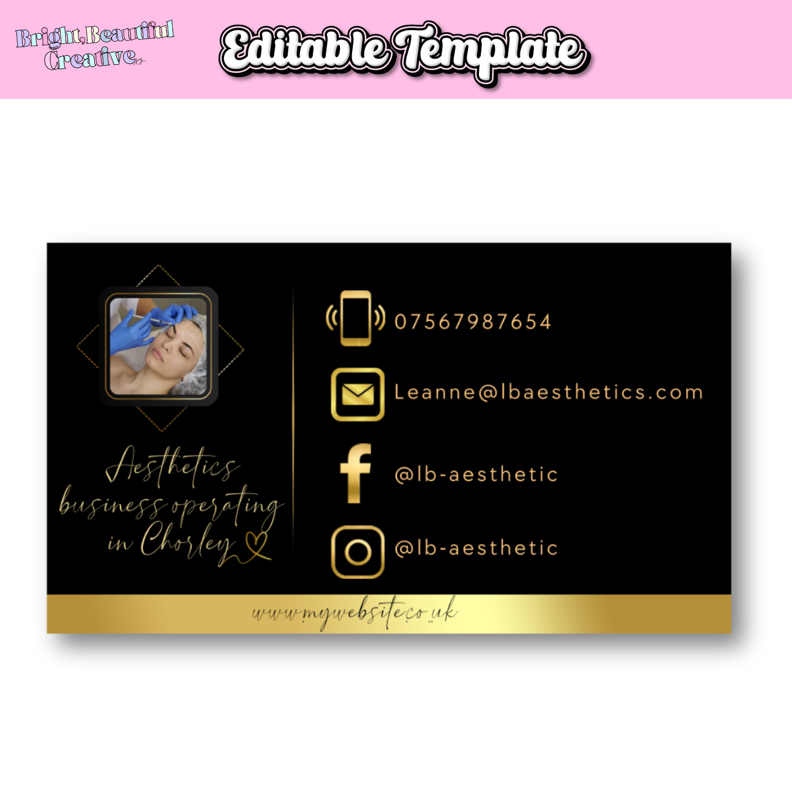 Editable Business Card Template | Black And Gold Business Card