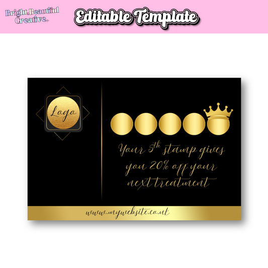 Editable Loyalty Card Template | Black And Gold Loyalty Card
