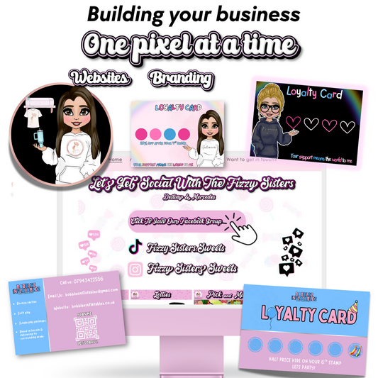 A branding package image from the graphic design studio which includes a website, loyalty card design, business card design and a logo.