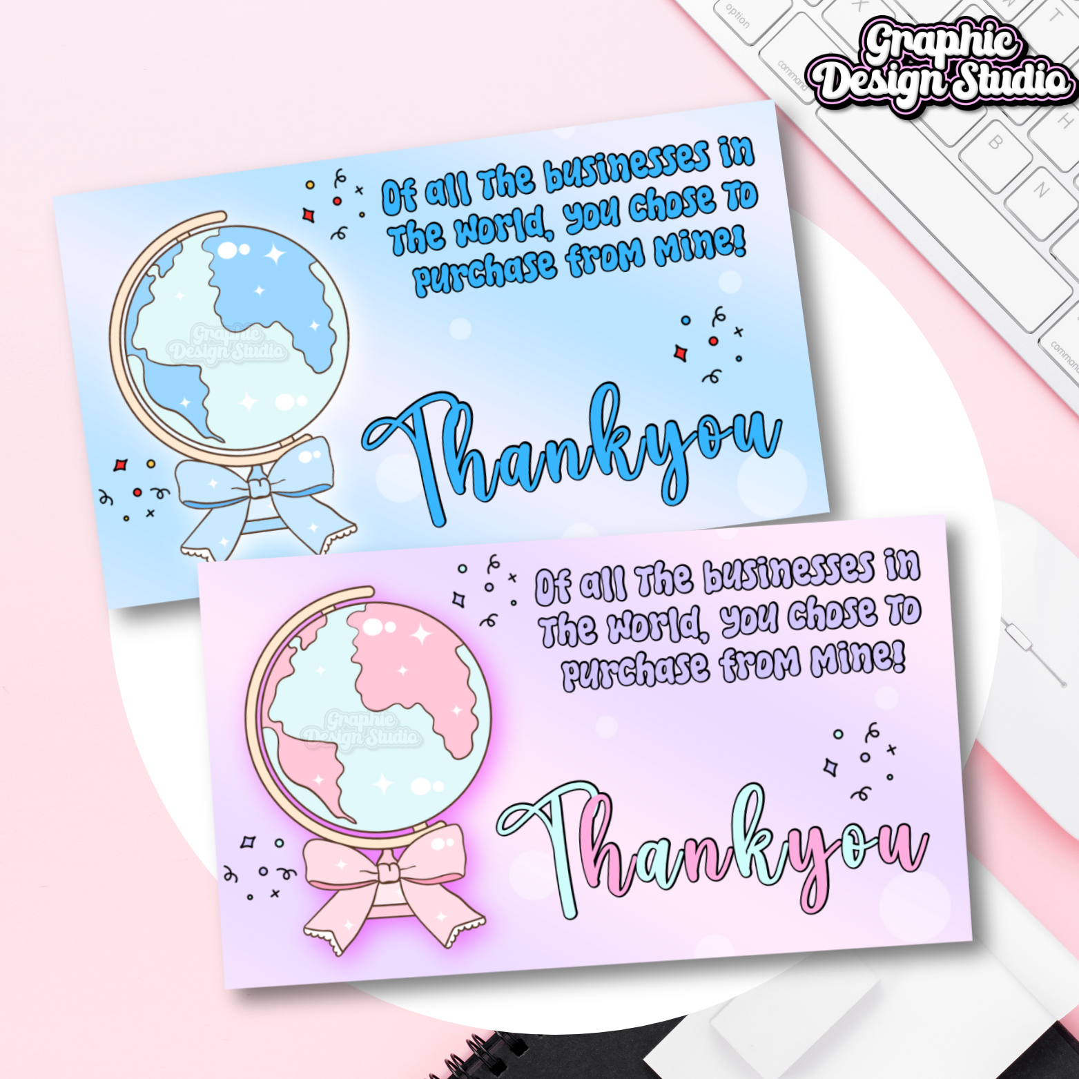 Purple and blue canva template Thankyou card, business size thankyou cards do businesses.