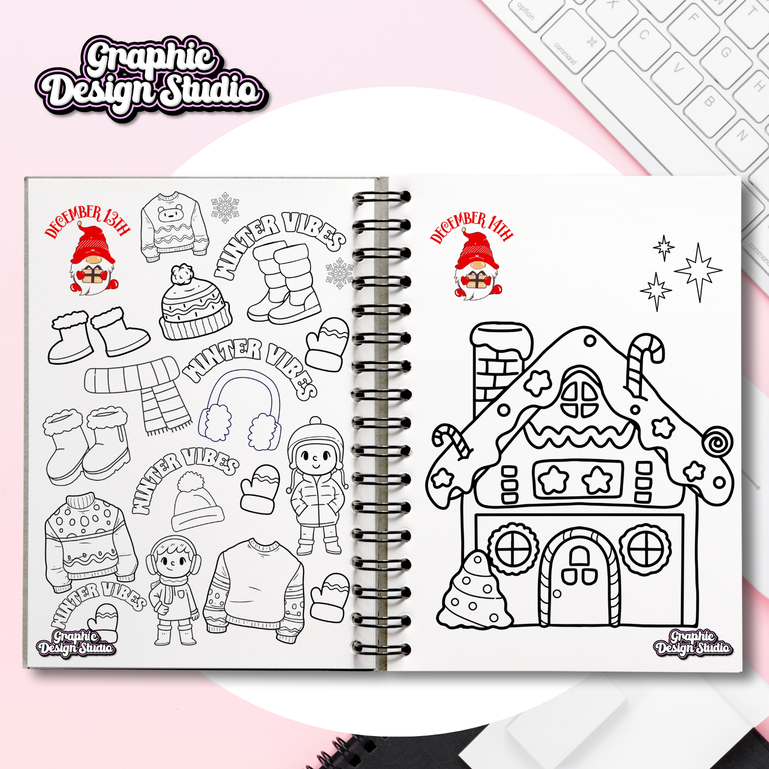 Red Christmas Colouring Advent Book