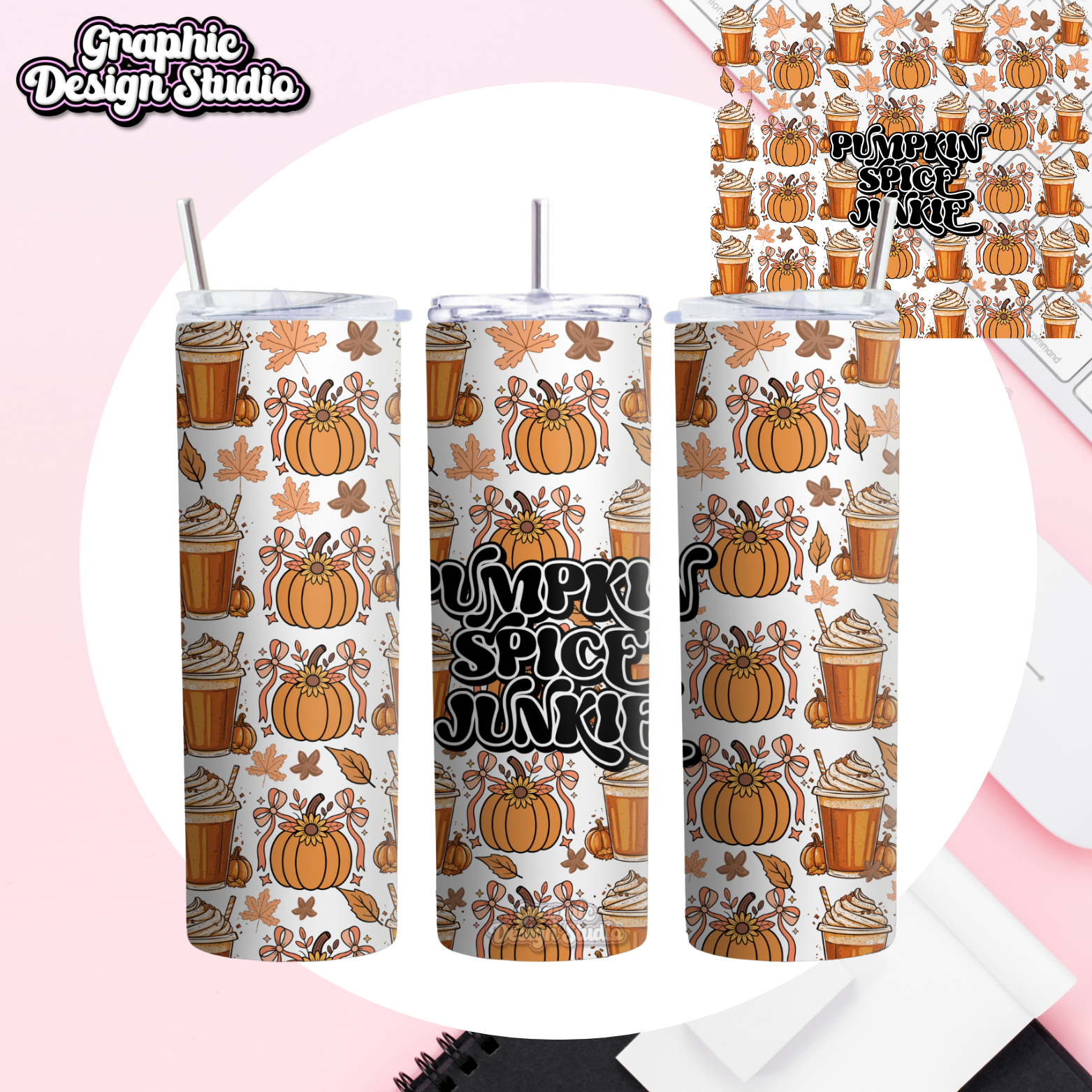 Pumpkin Spice Junkie - 20oz Tumbler Wrap Design