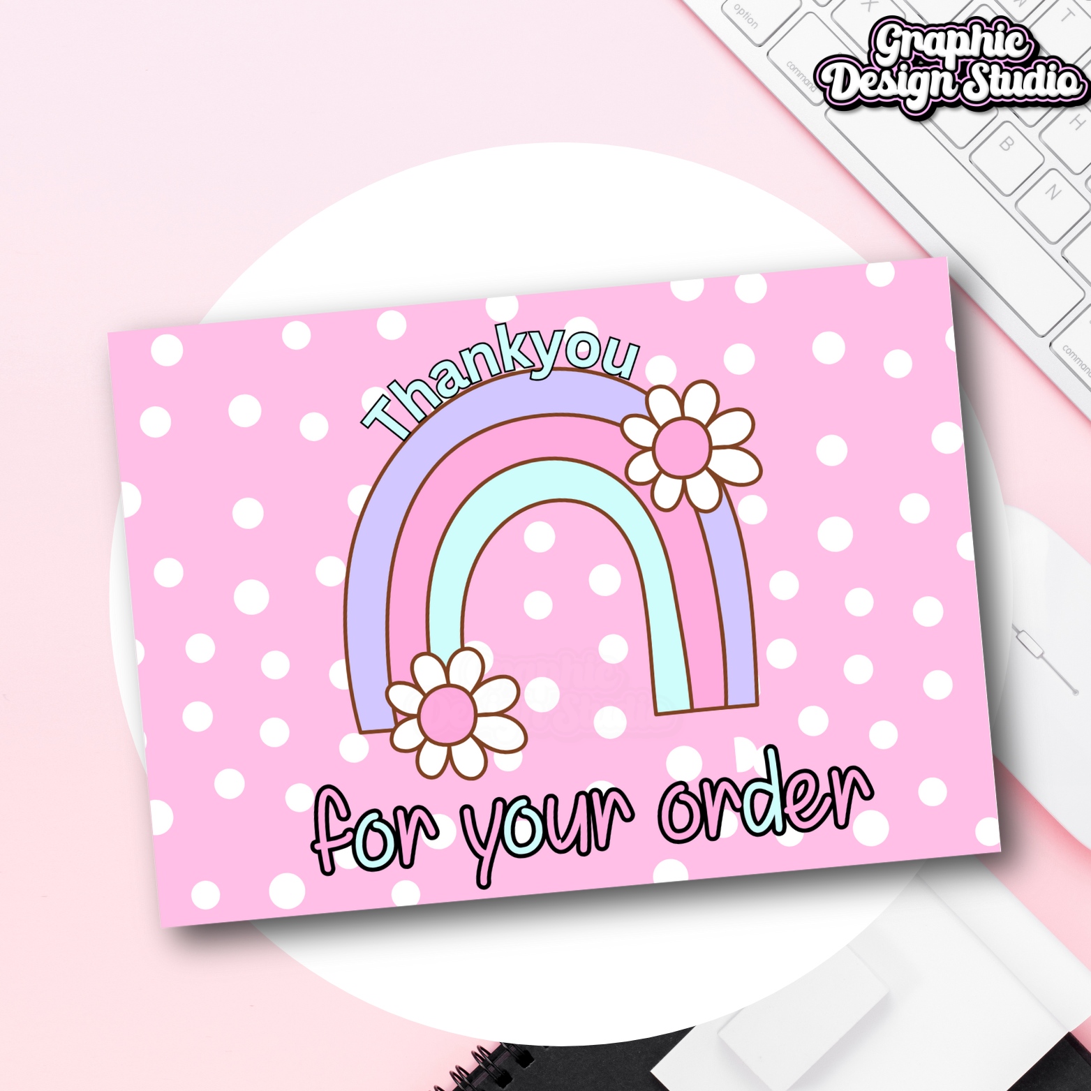 Rainbow Thankyou Card Template - Editable