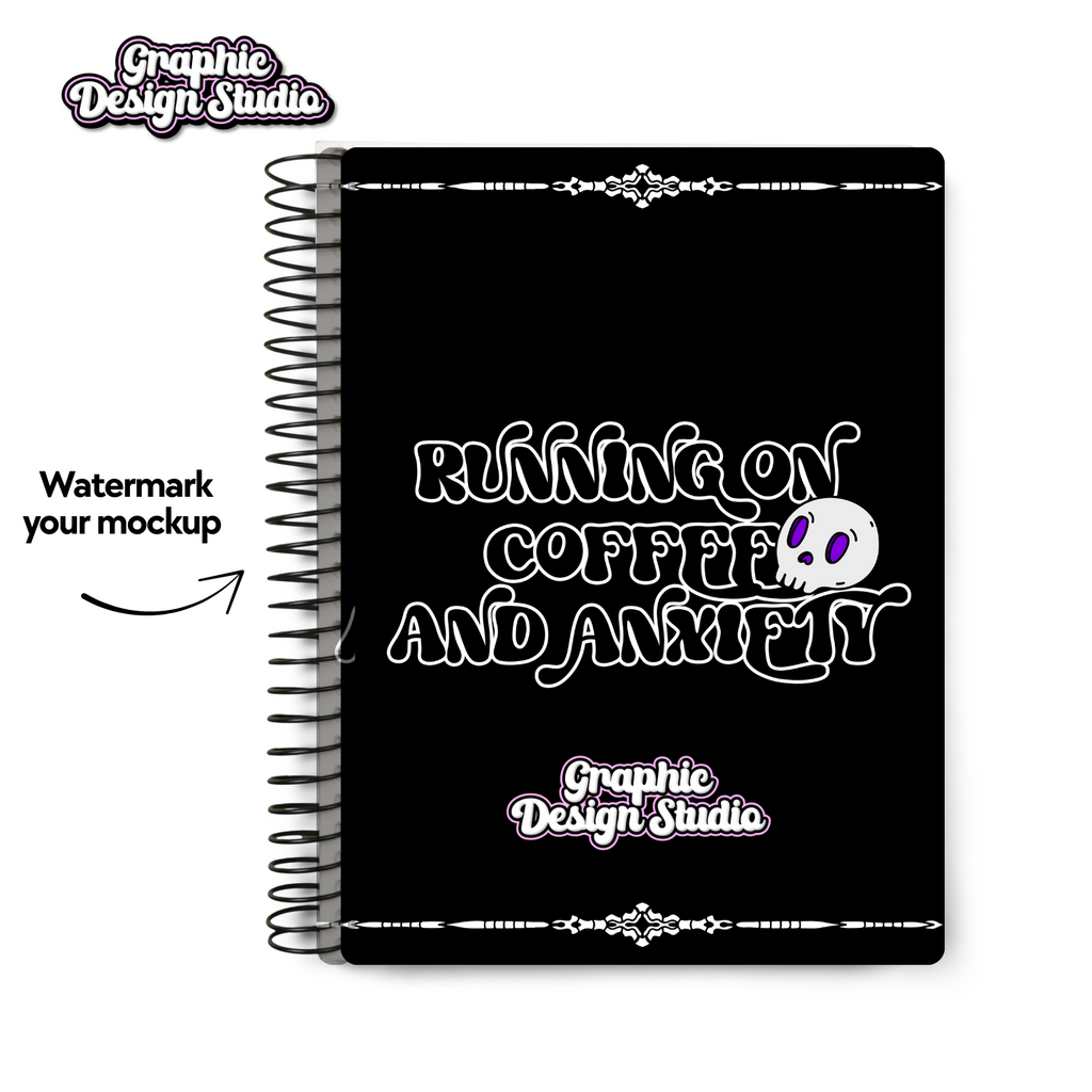 Notebook Instant Download - running on coffee and anxiety