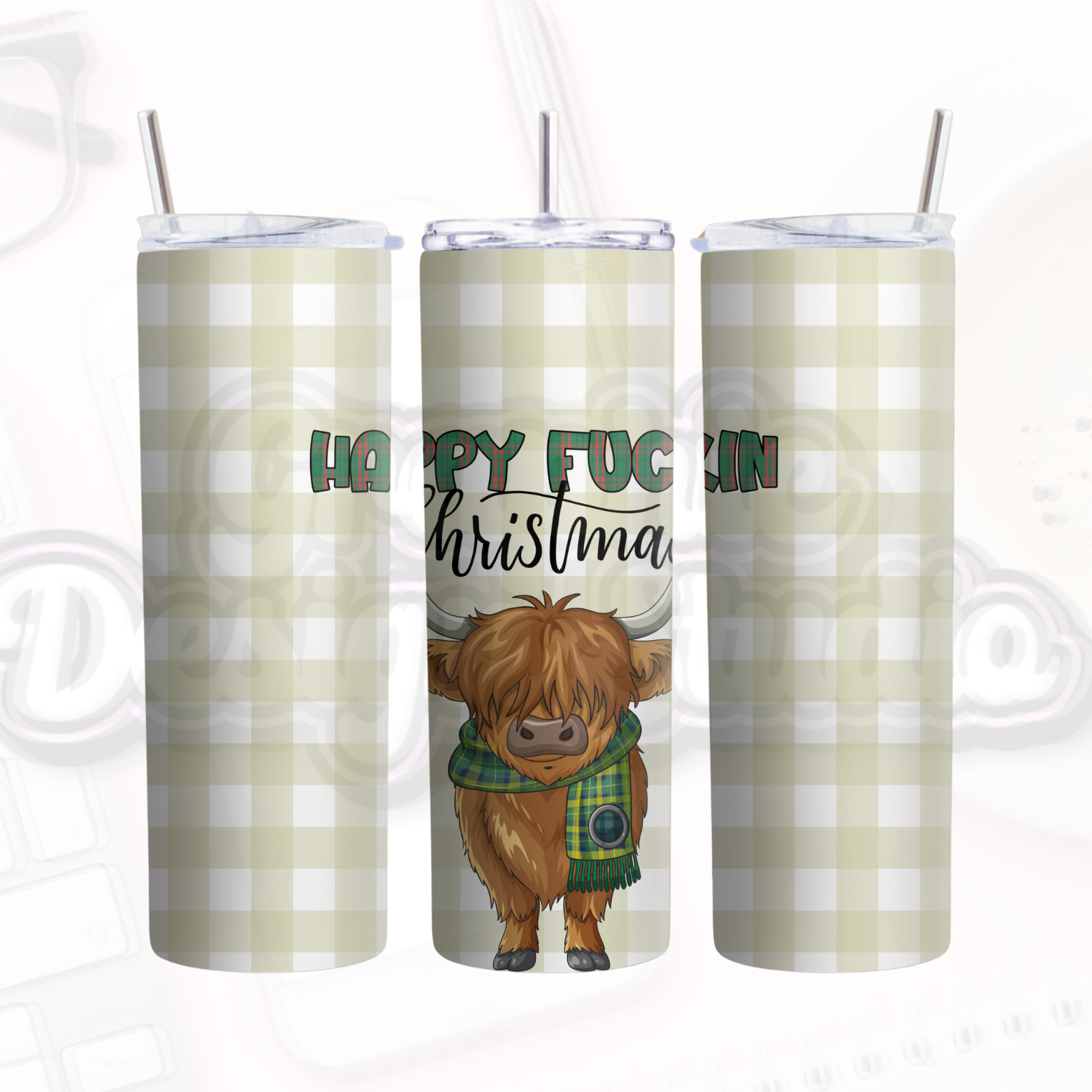 Happy fucking Christmas  - instant tumbler design - highland cow