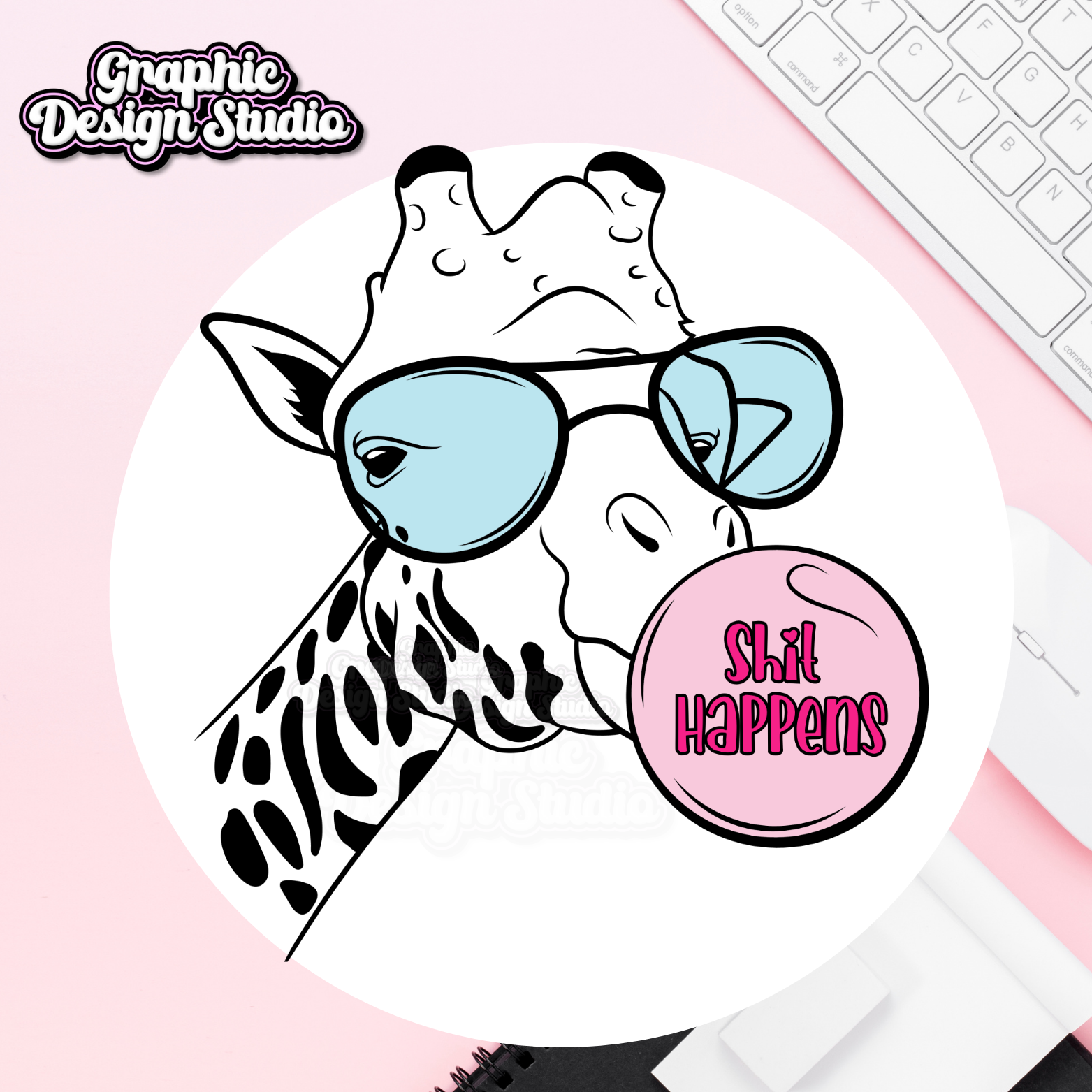 Giraffe digital design with chewing gum