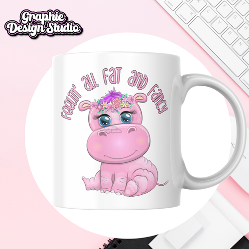 A hippo design on a mug mock-up 