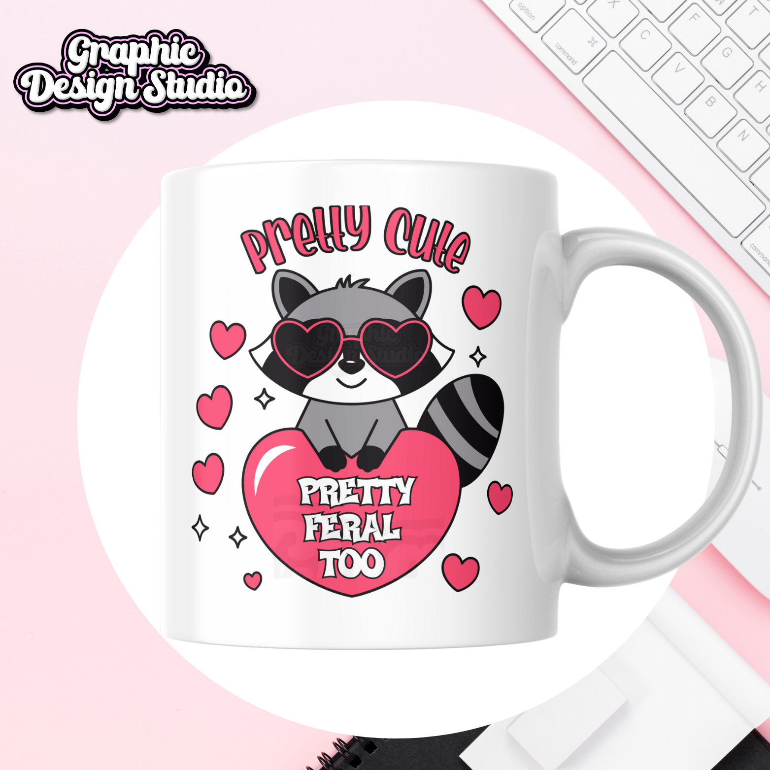 Black and red raccoon design 